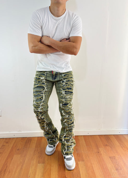 Jeans Destroyed Green (FLARE)