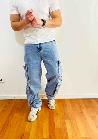 Jeans Multicargo Cielo