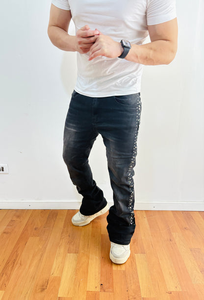 Jeans Flare Pedreria Black