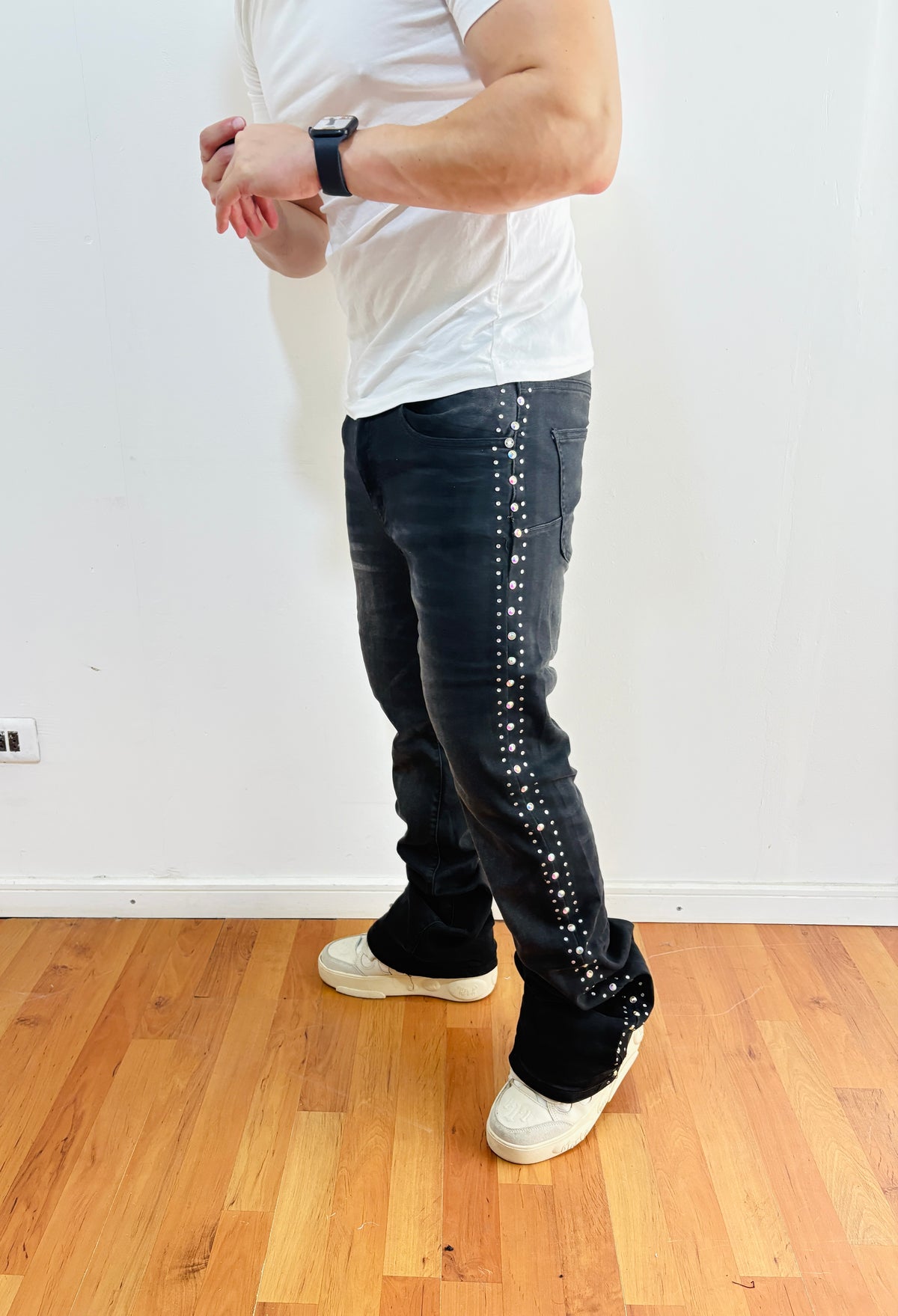 Jeans Flare Pedreria Black