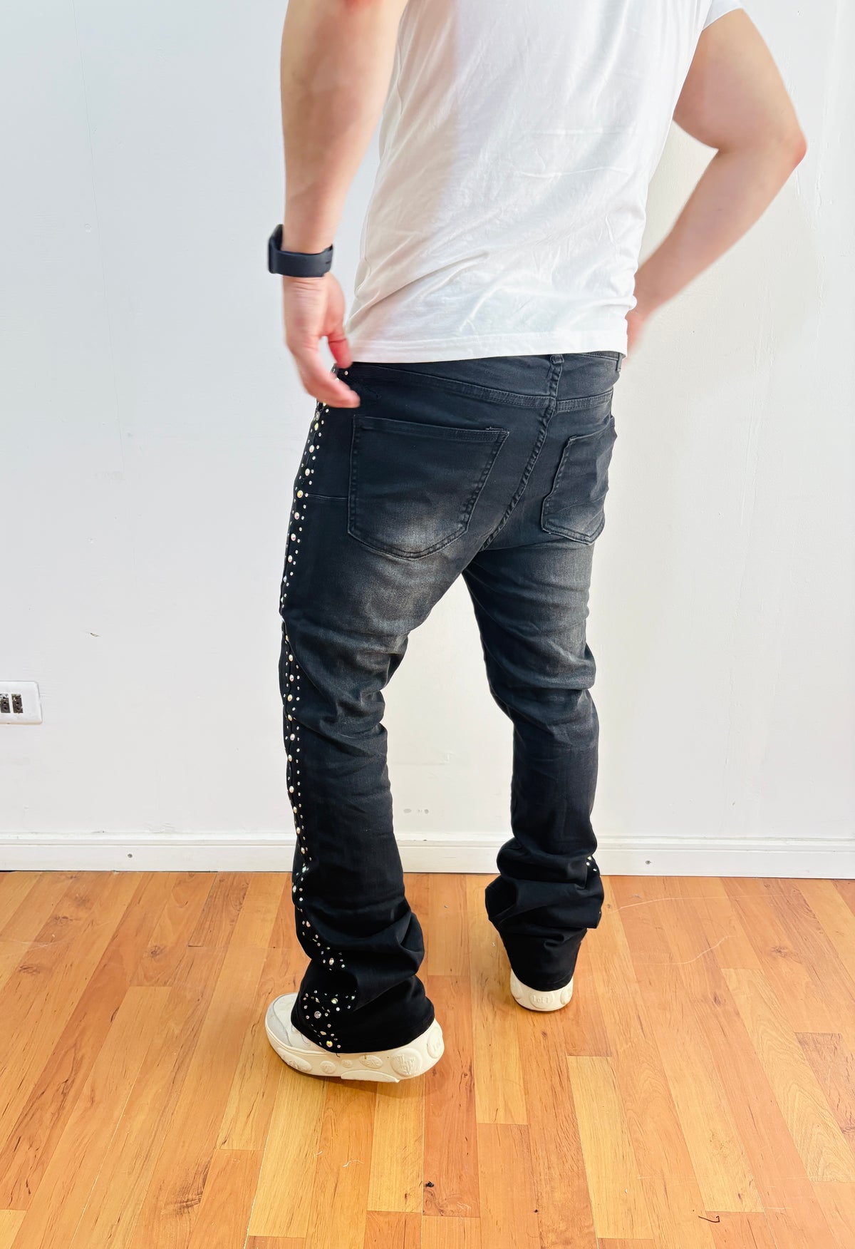 Jeans Flare Pedreria Black