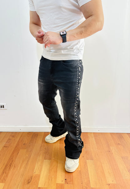 Jeans Flare Pedreria Black