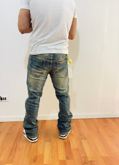 Jeans Flare Destroyed Green (Elasticado)