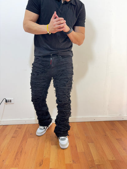 Jeans Flare Black Ultra Destroyed (elasticado)