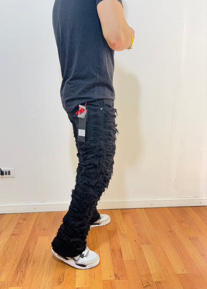 Jeans Flare Black Ultra Destroyed (elasticado)