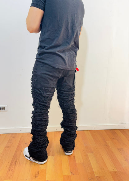 Jeans Flare Black Ultra Destroyed (elasticado)