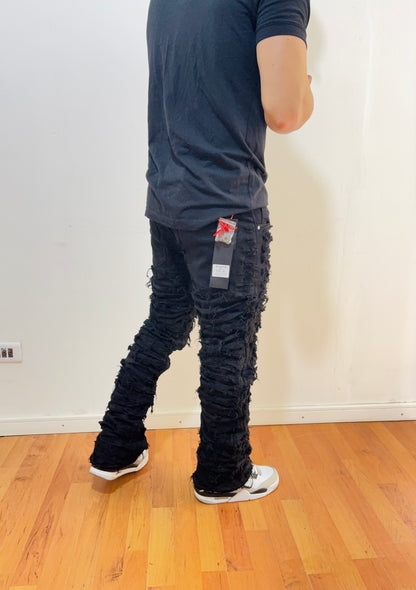 Jeans Flare Black Ultra Destroyed (elasticado)