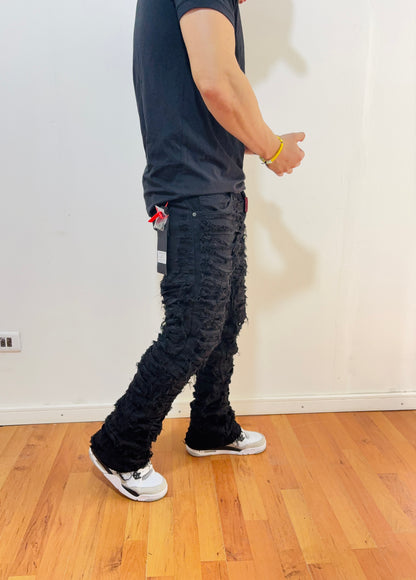 Jeans Flare Black Ultra Destroyed (elasticado)