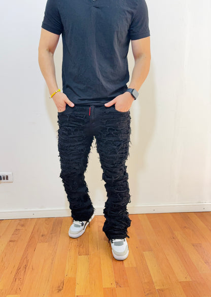 Jeans Flare Black Ultra Destroyed (elasticado)
